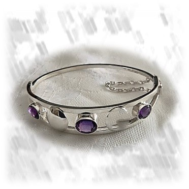 BA00650A-Sterling Silver Natural Amethyst Bangle. $650.00 now $455.00