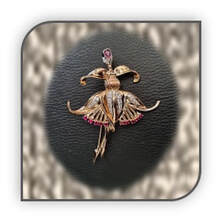 Main page item 14ct rose gold diamond & ruby ballerina brooch $9000A