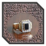 Main page item men's 18ct yellow gold sapphire & diamond encrusted ring $4200A