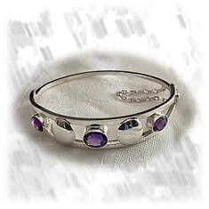 BA00650A-Sterling Silver Amethyst Bangle.