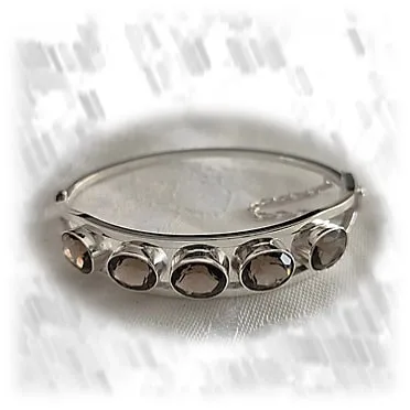 BA00650B-Sterling Silver Smoky Topaz Bangle. $650.00
