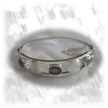 BA00800B-Sterling Silver Opal Bangle. ​$800.00