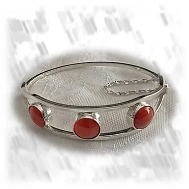 BA01200A-Sterling Silver Natural Coral Bangle. $1200.00