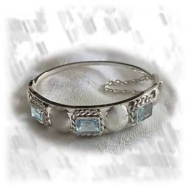 BA02500A-Sterling Silver Natural Aquamarine Bangle. $2500.00
