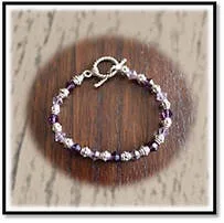 Main page item silver purple crystal & silver bead bracelet $180E