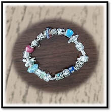 Main page item silver & enamel Pandora 19 charm bracelet $320A