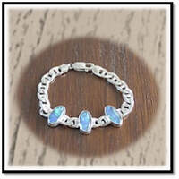 Main page item thicker silver & three oval opal triplet bracelet $600A