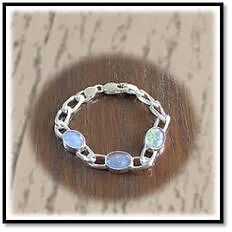 Main page item thick silver & larger 3 x oval opal triplet bracelet $680A