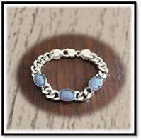 Main page item thick silver & three oval opal triplet bracelet $800C