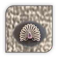 Main page item fine silver & amethyst peacock brooch $150A