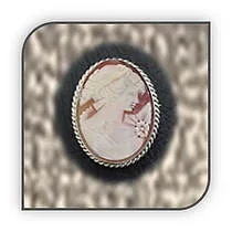 Main page item twisted wire edge silver & oval carnelian shell cameo pendant brooch $500A