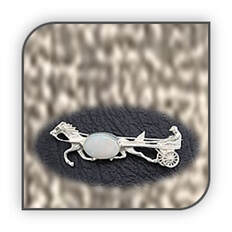 Main page item silver & oval solid opal horse & sulky brooch $500C