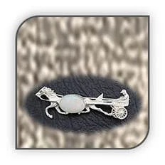 Main page item silver & oval solid opal horse & sulky brooch $500C