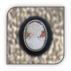 Main page item twisted wire edge silver & oval carnelian shell cameo pendant brooch $580A