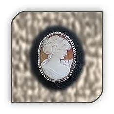 Main page item twisted wire edge silver & oval carnelian shell cameo pendant brooch $580A