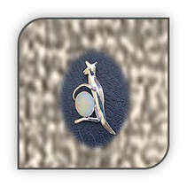 Main page item silver & oval solid opal kangaroo brooch $600A
