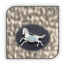 Main page item silver & solid opal horse brooch $600B