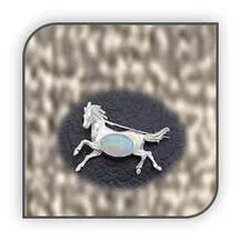 Main page item silver & solid opal horse brooch $600B