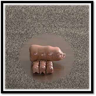 CF00250A-Carved 208gm Goldstone Piggy Family. $250.00