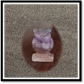 CF00300A-Carved 261gm Fluorite Owl. $300.00