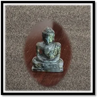 CF00350C-Carved 182gm Labradorite Thai Buddha. $350.00