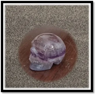 CF00350D-Carved 300gm Fluorite Skull. $350.00