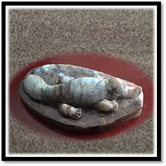 CF00800A-Carved 750gm Labradorite Platypus. $800.00