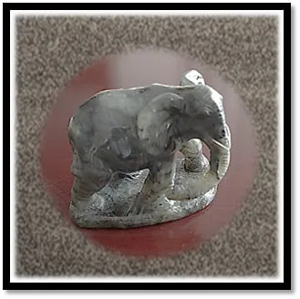 CF00800C-Carved 805gm Labradorite Elephant. $800.00