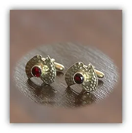 CL00180A-Gold-Plated Silver Garnet Australiana Cufflinks. $180.00