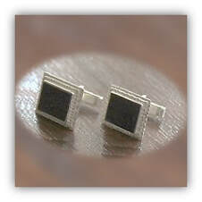 Main page item fancy edging silver & rectangular onyx cufflinks $180B