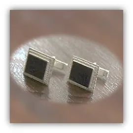 CL00180B-Sterling Silver Onyx Cufflinks. $180.00