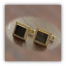 CL00200B-Gold-Plated Sterling Silver Onyx Cufflinks. $200.00 