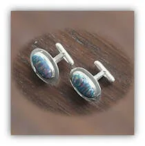 Main page item silver & oval synthetic opal cufflinks $300C