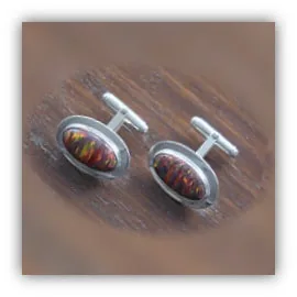 CL00300D-Sterling Silver Synthetic Opal Cufflinks. $300.00
