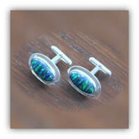 Main page item silver & synthetic opal cufflinks $300E