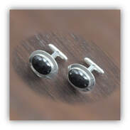 Main page item silver & onyx cuff-links $300F
