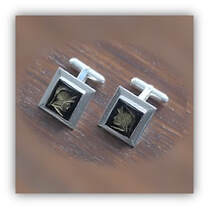 Main page item silver & onyx warrior head cufflinks $350C