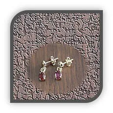 Main page item 9ct yellow gold & oval cabochon garnet earrings $250D