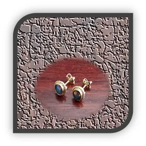 ES00400B-9ct Yellow Gold Opal Studs. $400.00