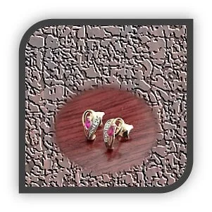 ES00500A-9ct Yellow Gold Diamond Ruby Studs. $500.00