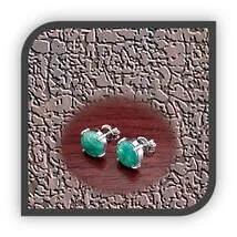 Main page item 9ct white gold & round emerald studs $1300A
