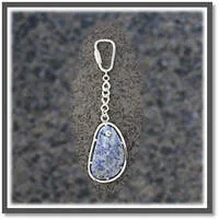 Main page item silver & blue free-form agate key chain-ring $150A