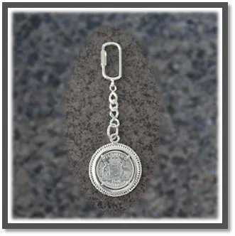 Main page item silver & Australian 1946 Florin coin key chain-ring (Tail) $150D