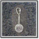 Main page item silver key chain-ring with 1966 Australian silver 50c coin (Head) $150A