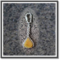 Main page item silver & yellow drop agate key chain-ring $180A