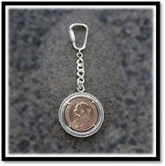 Main page item silver & copper Queen Victoria penny key chain-ring $200E (Head)