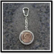 Main page item silver & copper Queen Victoria penny key chain-ring $200E (Head)