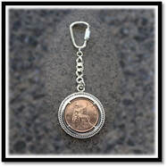 Main page item silver & copper Queen Victoria penny key chain-ring $200E (Tail)