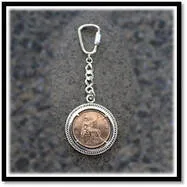 Main page item silver & copper Queen Victoria penny key chain-ring $200E (Tail)