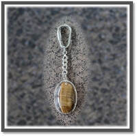 Main page item silver & oval tiger eye key chain-ring $250B